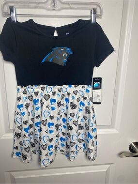 NFL Girls' Black & White Dress with Blue Heart Print